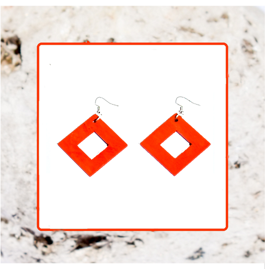 Macrocarpa Orange Square Cut Earrings